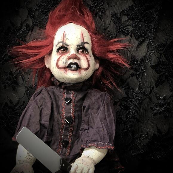 OOAK Creepy Odd 17 “ Haunted Ghost Clown Doll Scary Halloween Horror Art Doll - Picture 7 of 16